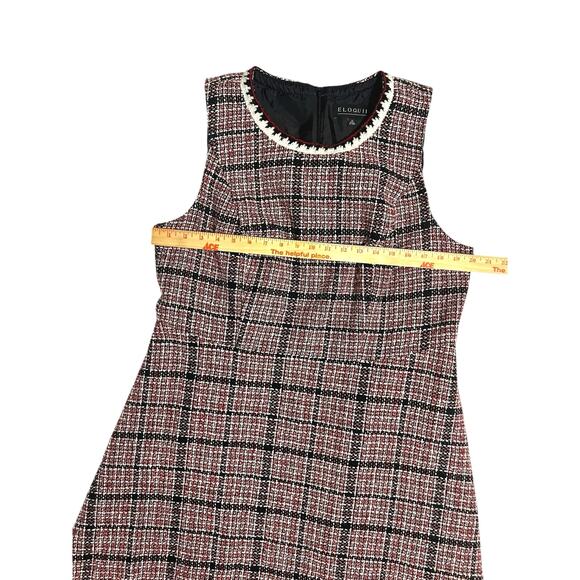 ELOQUII Sleeveless Tweed Fit and Flare Red Black White Plaid Short Dress Size 16 - Picture 9 of 15